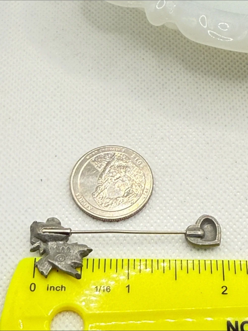 Rare LCO Ostby & Barton LC Barton co Vintage Silver-Tone Rose & Heart Stick Pin